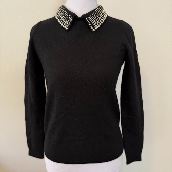 French Connection Embellished Collar Sweater | Sz Medium | Classic Elegance Glam - Picture 1 of 7